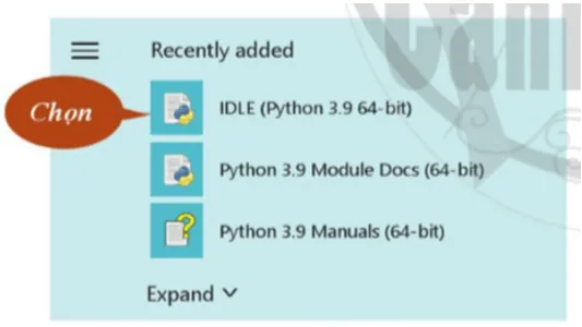 Giao diện bắt đầu tìm kiếm công cụ Python trên Windows
