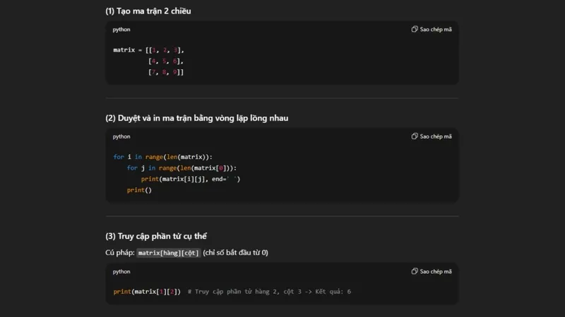 Khai báo mảng 2 chiều