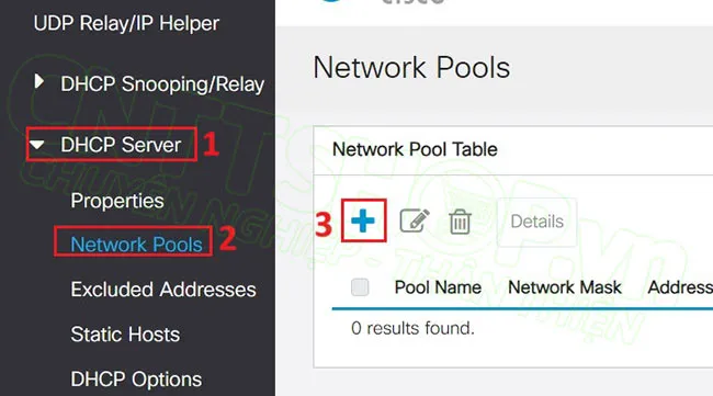 truy cập vào menu Network Pools