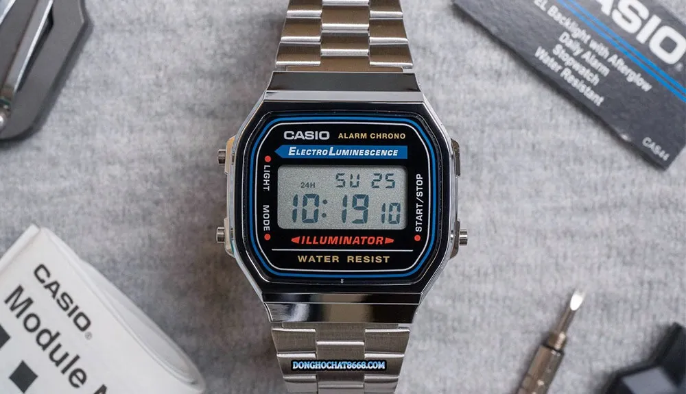Minh họa vị trí các nút chức năng trên dòng đồng hồ Casio 3 nút bấm cơ bản
