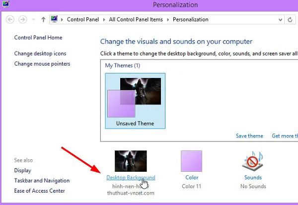 Mở Personalize từ Desktop Win 7