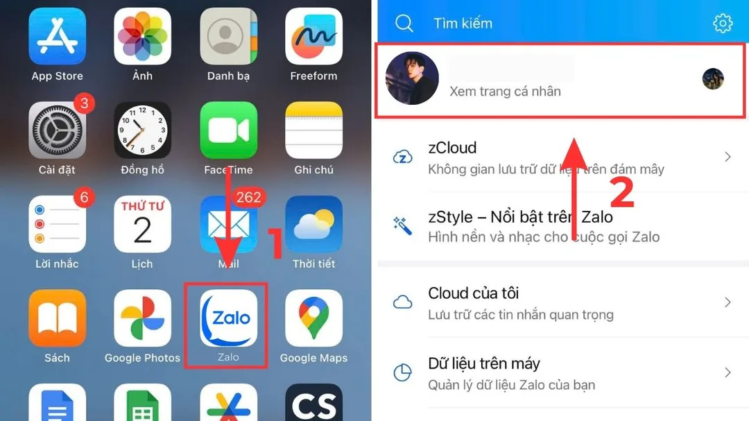Mở trang cá nhân Zalo trên iPhone