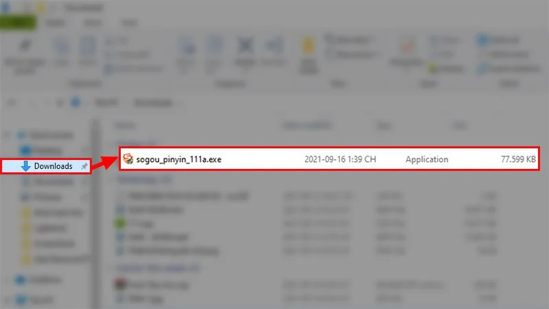 Nhấn đúp file Sogou trong thư mục Downloads