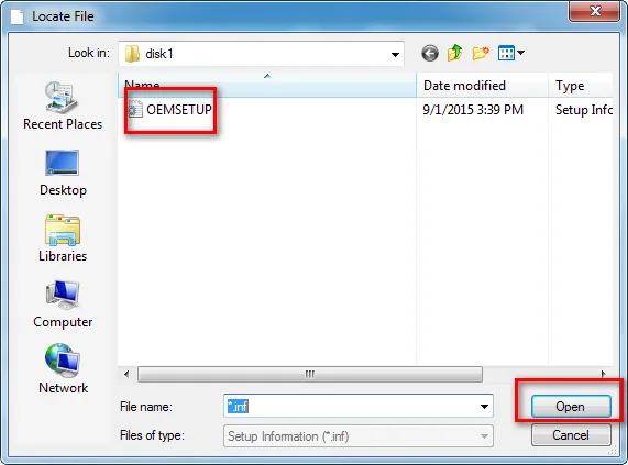 Nhấn Have Disk và Browse đến thư mục driver