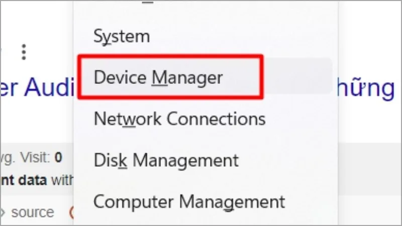 Nhấn tổ hợp phím Windows X chọn Device Manager