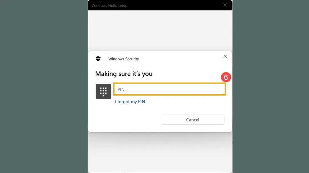 Nhập PIN xác nhận trên Windows 11