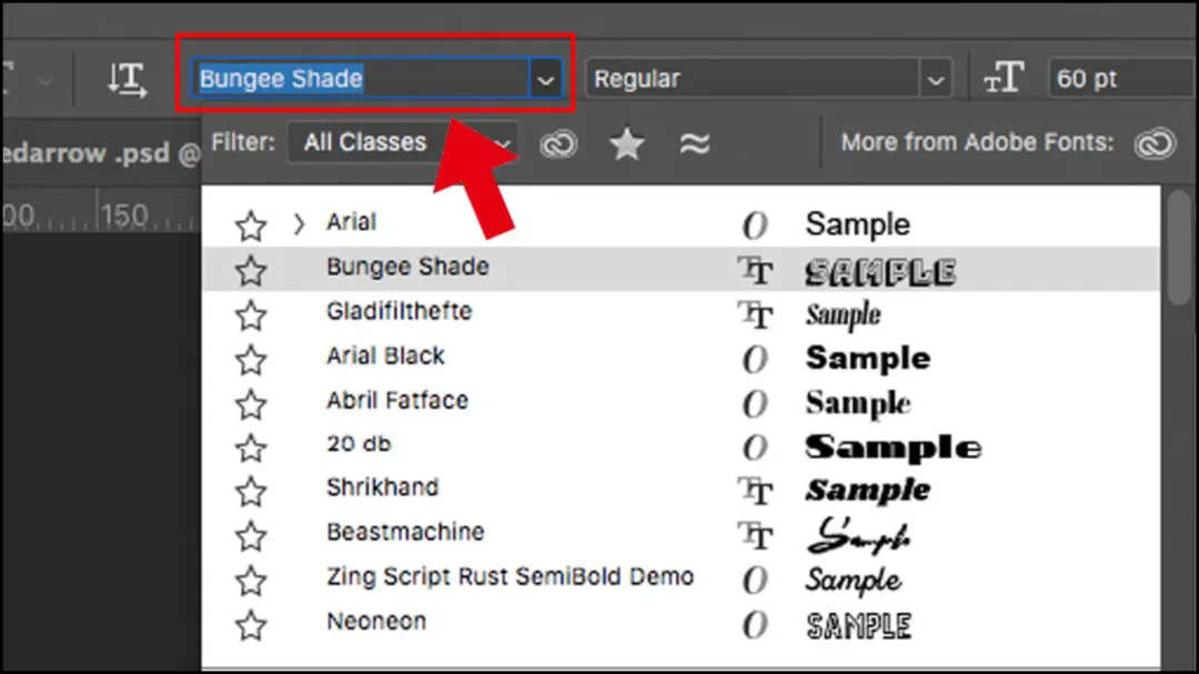 Nhập tên font mới trong Photoshop để sử dụng