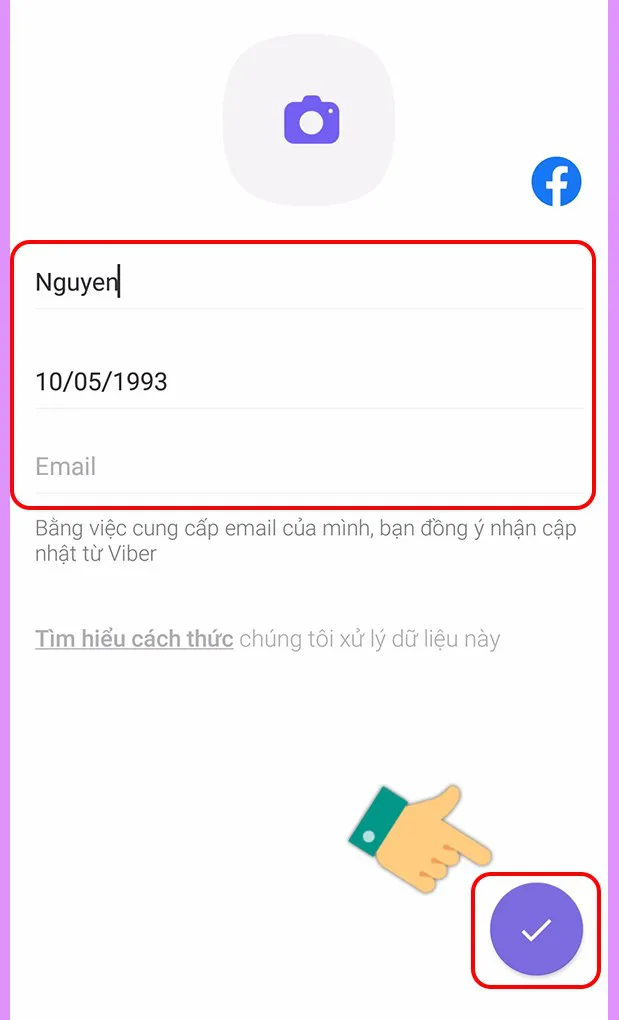 Nhập thông tin cá nhân Viber