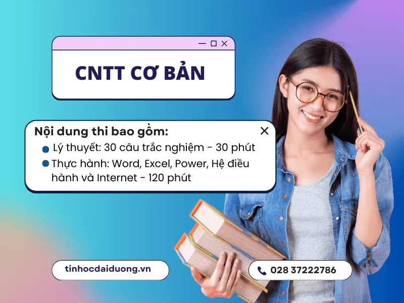 Nội dung thi tập trung vào các kỹ năng văn phòng và kiến thức máy tính thực tế