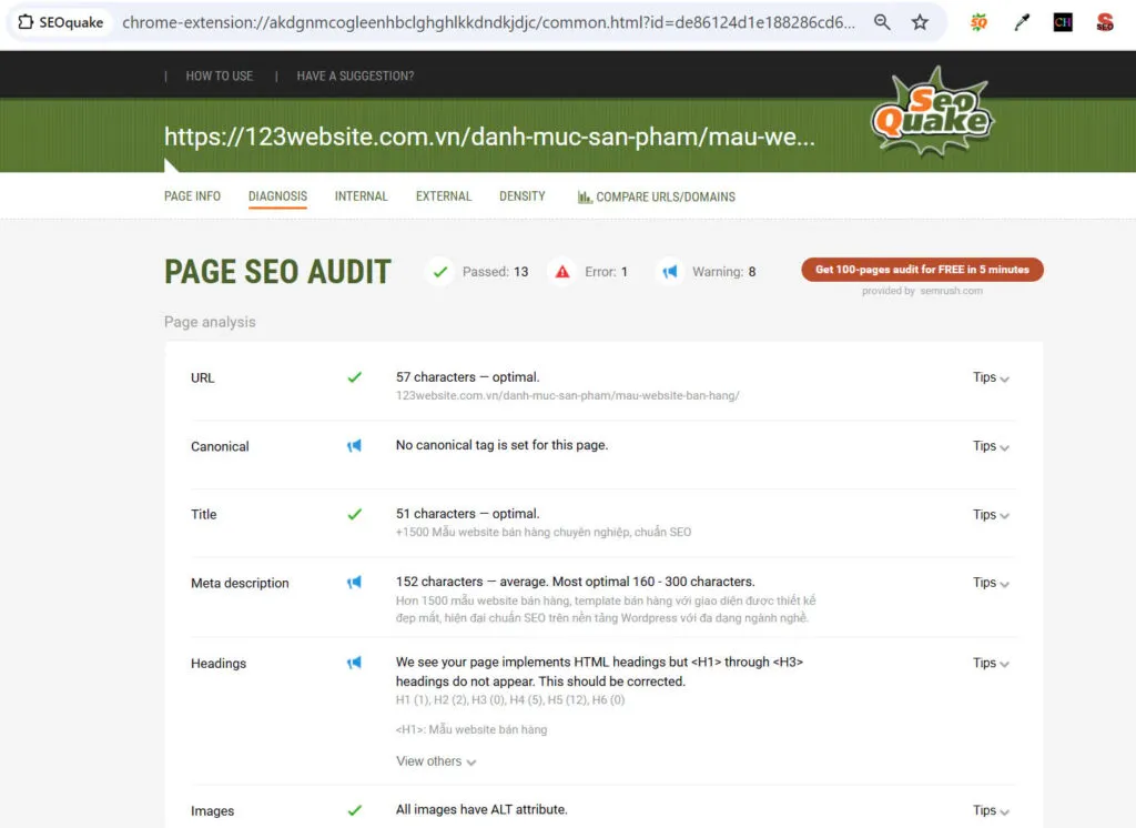 Công cụ seo website Seoquake