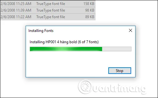 Quá trình cài đặt font