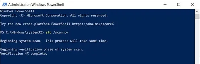 Quét file hệ thống bằng SFC