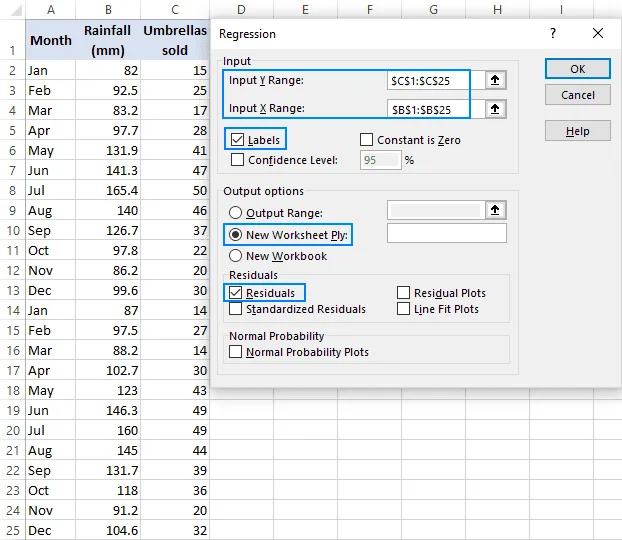 Regression phân tích hồi quy trong Excel