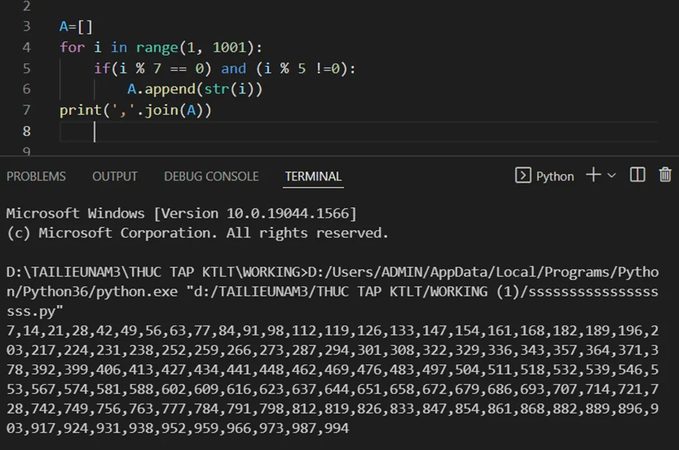 Sử dụng phương thức join để nối chuỗi trong danh sách