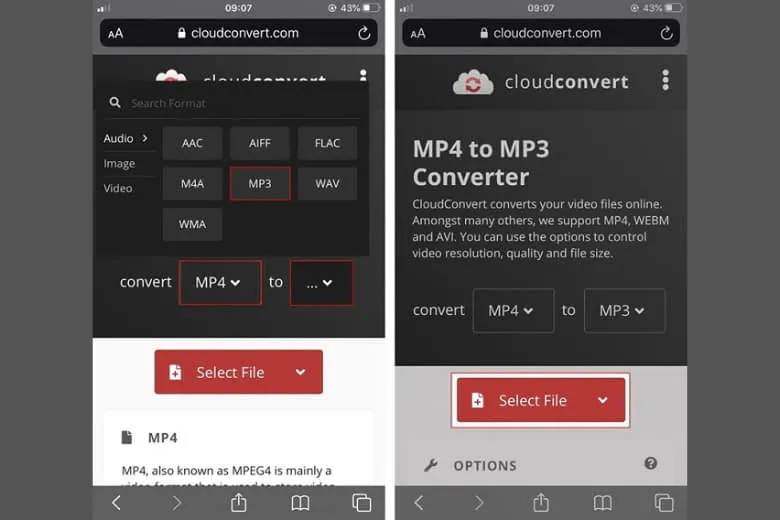 Sử dụng trang web Cloudconvert để chuyển đổi định dạng video TikTok sang tập tin MP3