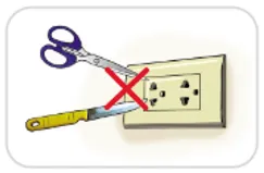 Sử dụng vật dụng kim loại gần ổ điện là hành động cực kỳ nguy hiểm