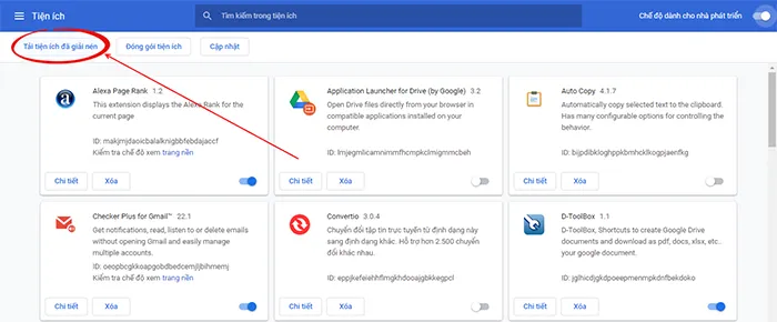 Sửa lỗi 404 bằng cách import tiện ích đã giải nén