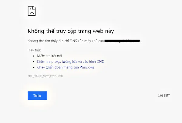 Minh họa lỗi không tìm thấy dns address trên trình duyệt phổ biến