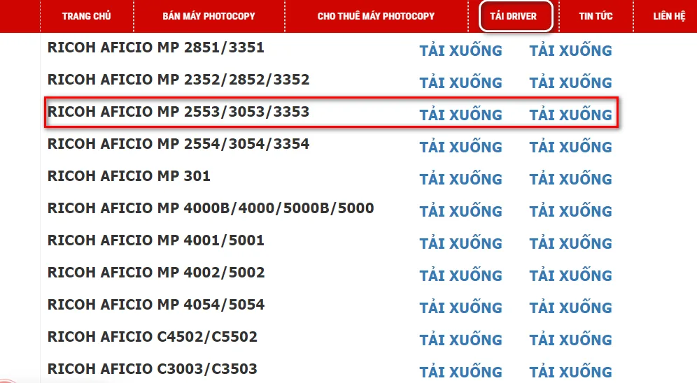 Tải driver Ricoh đúng phiên bản Windows
