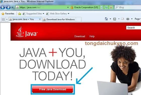 Tải Java JRE từ trang chủ Oracle