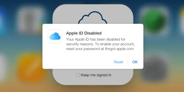 Minh họa thông báo tài khoản iCloud bị khóa trên iPhone