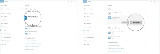 Nhấp vào Disconnect