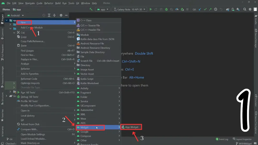 Tạo mới App Widget trong Android Studio