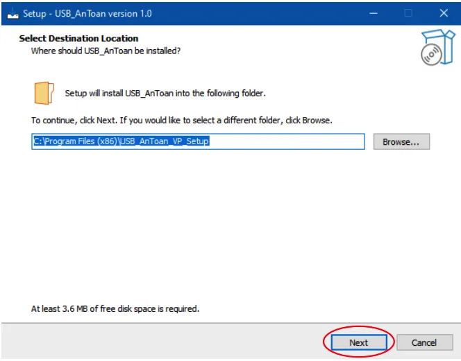 Chọn thư mục cài đặt USB_AnToan