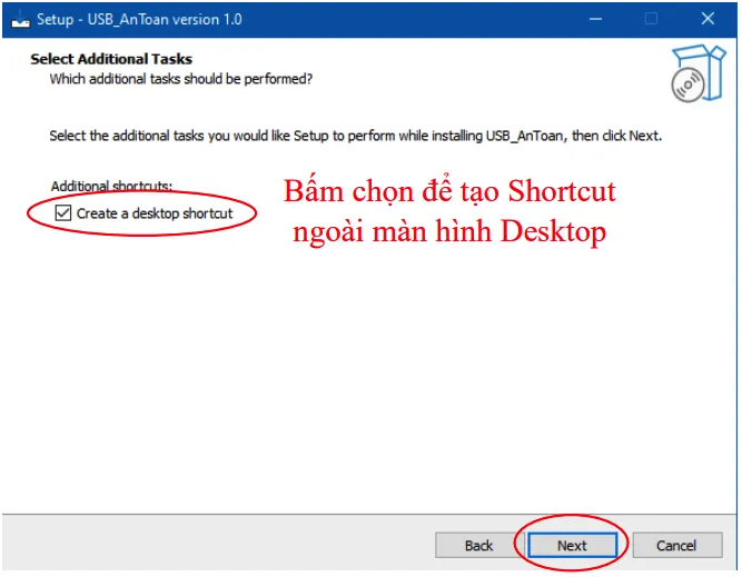 Tiến trình cài đặt phần mềm tạo USB an toàn