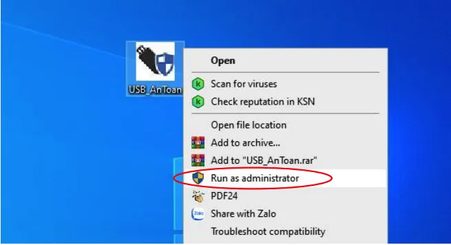 Khởi chạy phần mềm tạo USB an toàn