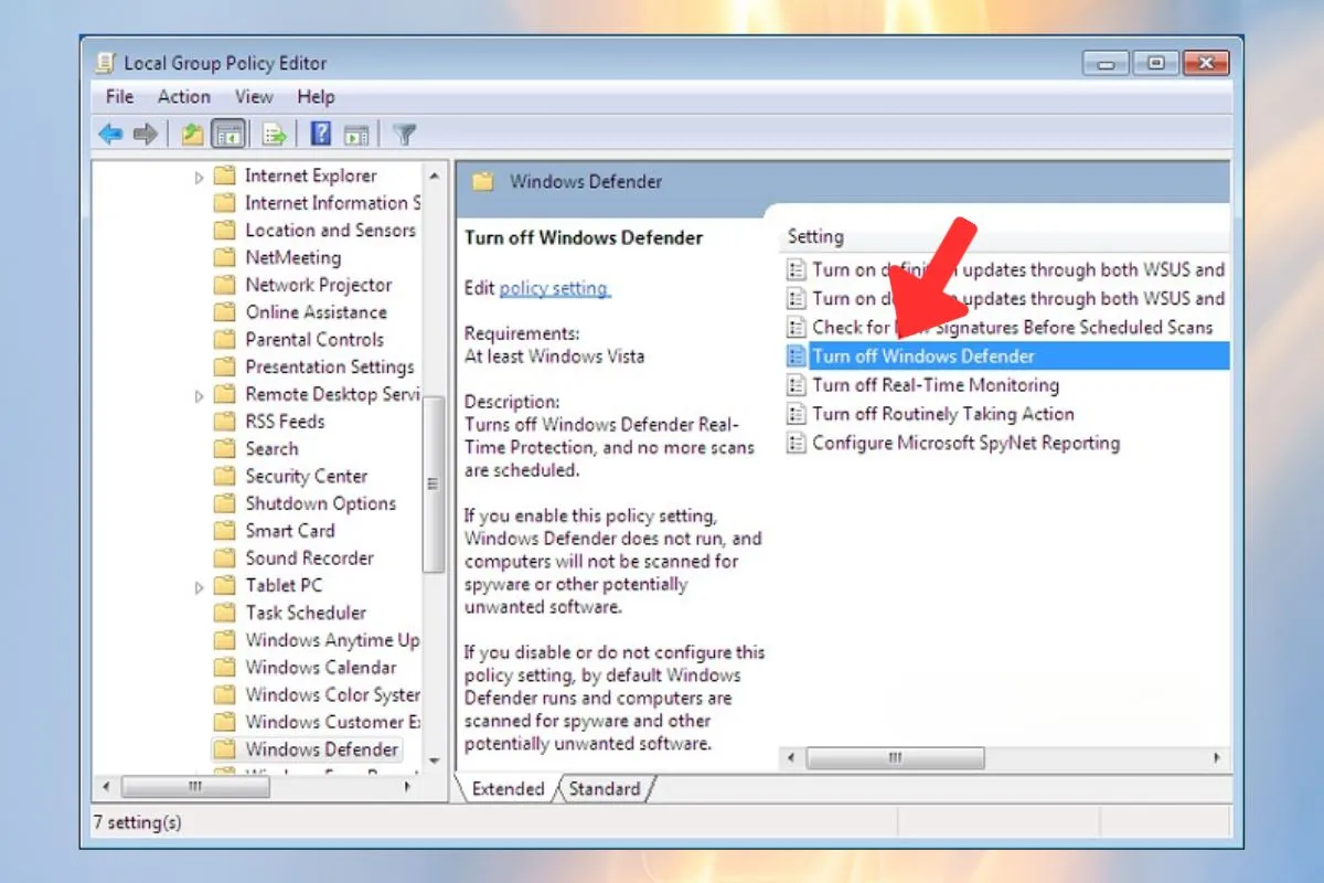Hướng dẫn cách bật/tắt phần mềm diệt virus Win 73