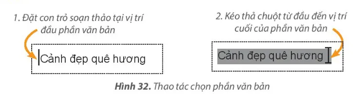 Thao tác bôi đen đoạn văn bản cần định dạng trên trang chiếu thực tế