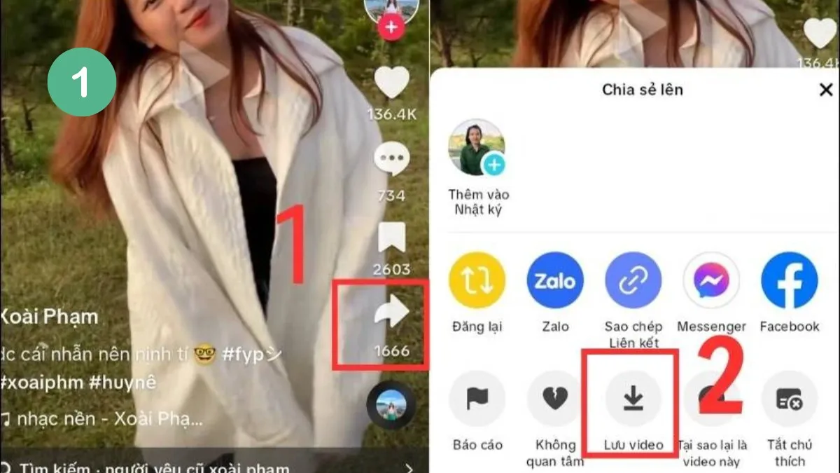Thao tác tải video từ ứng dụng TikTok về điện thoại để lấy nhạc chuông