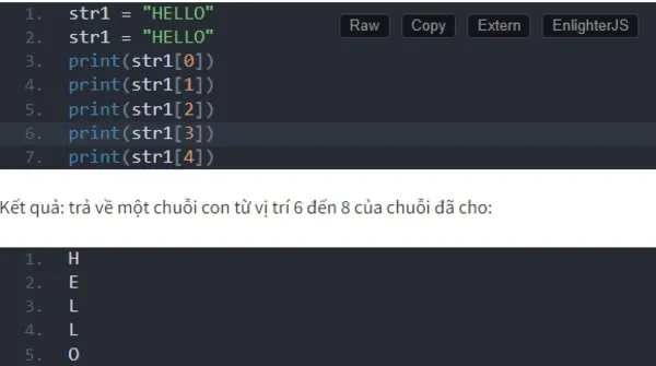 Thao tác truy cập các giá trị trong String