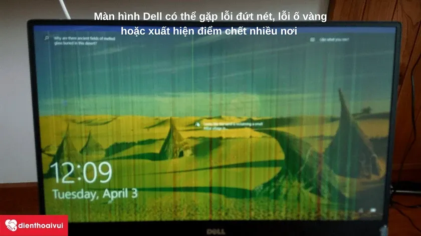 Màn hình mới cho laptop Dell bị sọc vàng và cần được thay mới