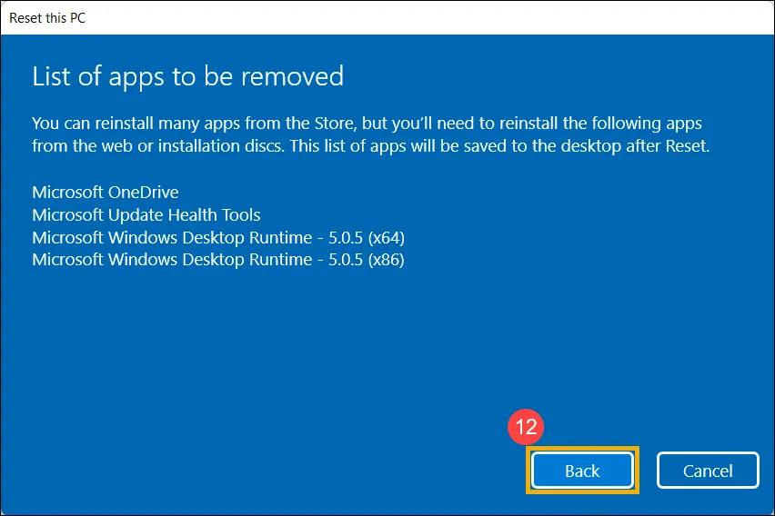 Thông báo liệt kê các ứng dụng không thể cài lại từ Store