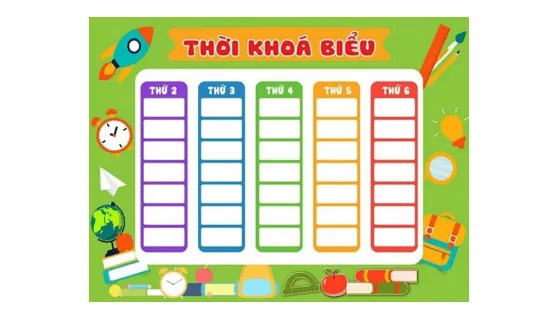 Thông tin thời khóa biểu kết hợp dạng chữ và con số