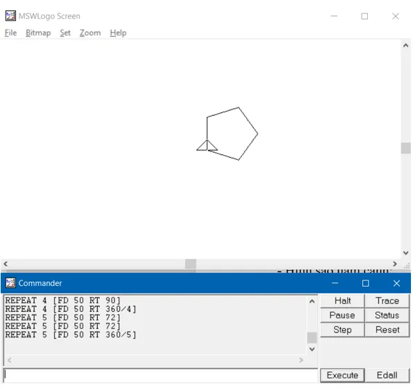 Thực hành vẽ ngũ giác đều với câu lệnh Repeat 5