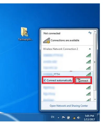 Thực hiện cách cài wifi cho laptop Dell chạy Windows 7 với tính năng tự động kết nối