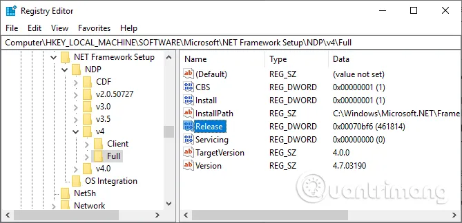 Sơ đồ cấu trúc Registry giúp kiểm tra framework của máy chính xác nhất