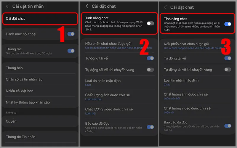 cai dat tinh nang chat
