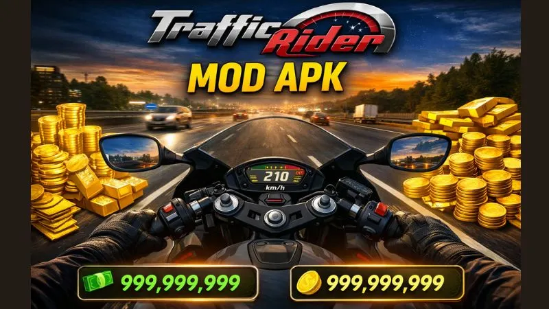Số dư tiền và vàng không giới hạn trong bản Traffic Rider Mod Apk