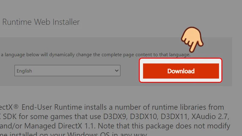 Trang tải DirectX từ Microsoft