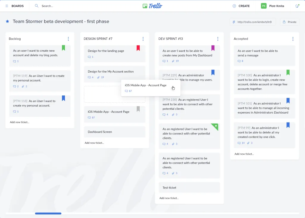 Giao diện Kanban quen thuộc của Trello
