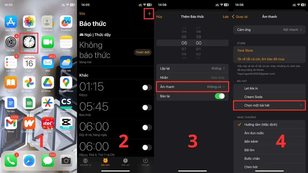 Truy cập ứng dụng Đồng hồ đặt báo thức