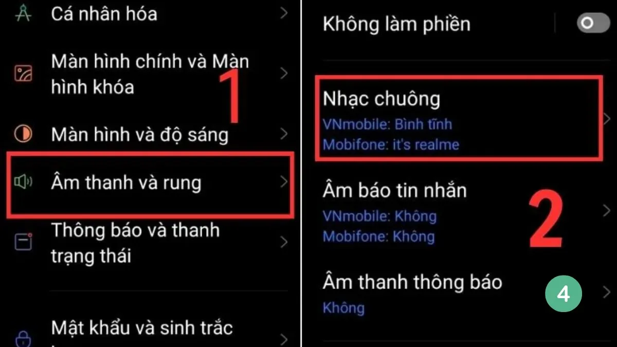 Truy cập vào cài đặt nhạc chuông sau khi đã có file âm thanh mong muốn
