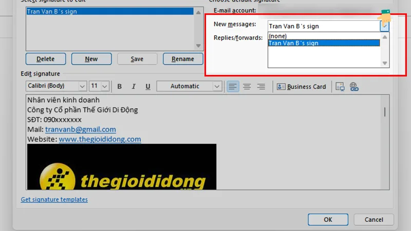 Tùy chỉnh email tự động xuất hiện trên tất cả các thư mới