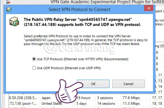 Select VPN Protocol to Connect
