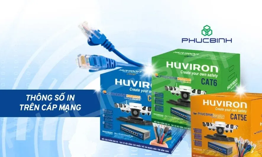 Các thông số in trên thùng và vỏ ngoài cáp mạng biểu thị về loại cáp, khả năng chống nhiễu...