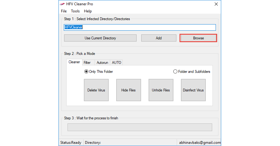 HFV cleaner Pro - Phần mềm diệt virus ẩn file usb